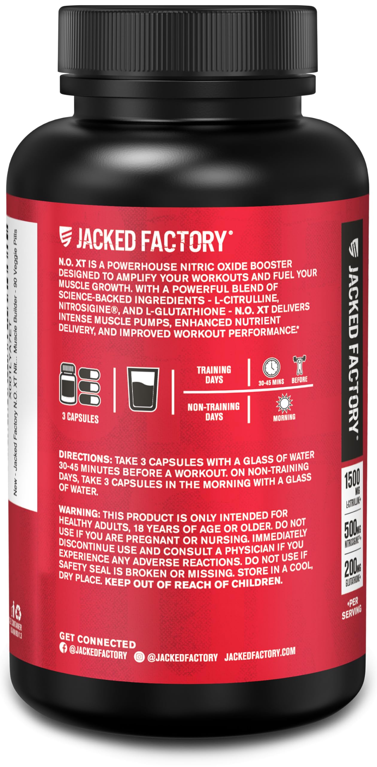 Jacked Factory N.O. XT ingredientes clave sin rellenos artificiales.