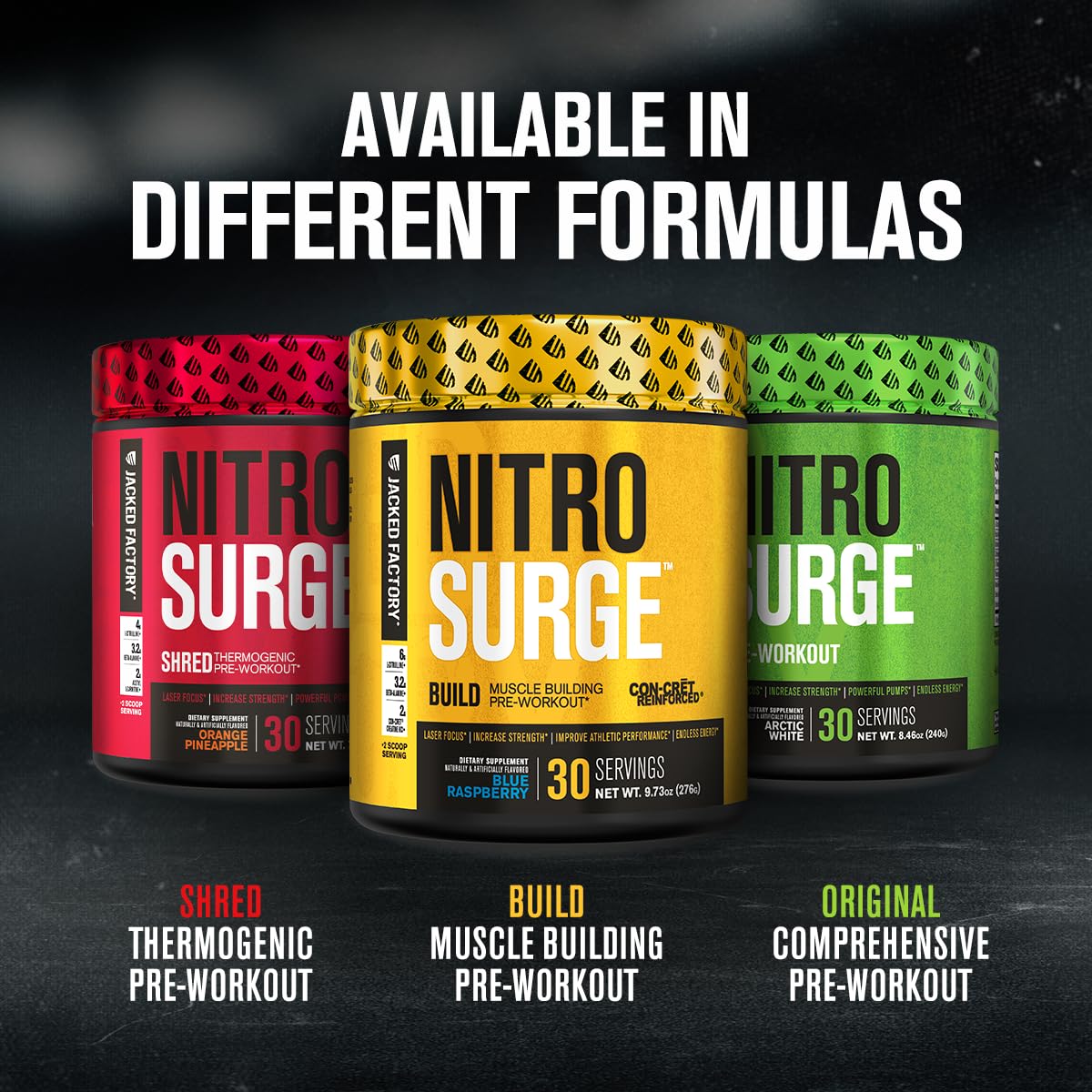 Creatina Con-Cret en Nitrosurge Build para potencia durante repeticiones