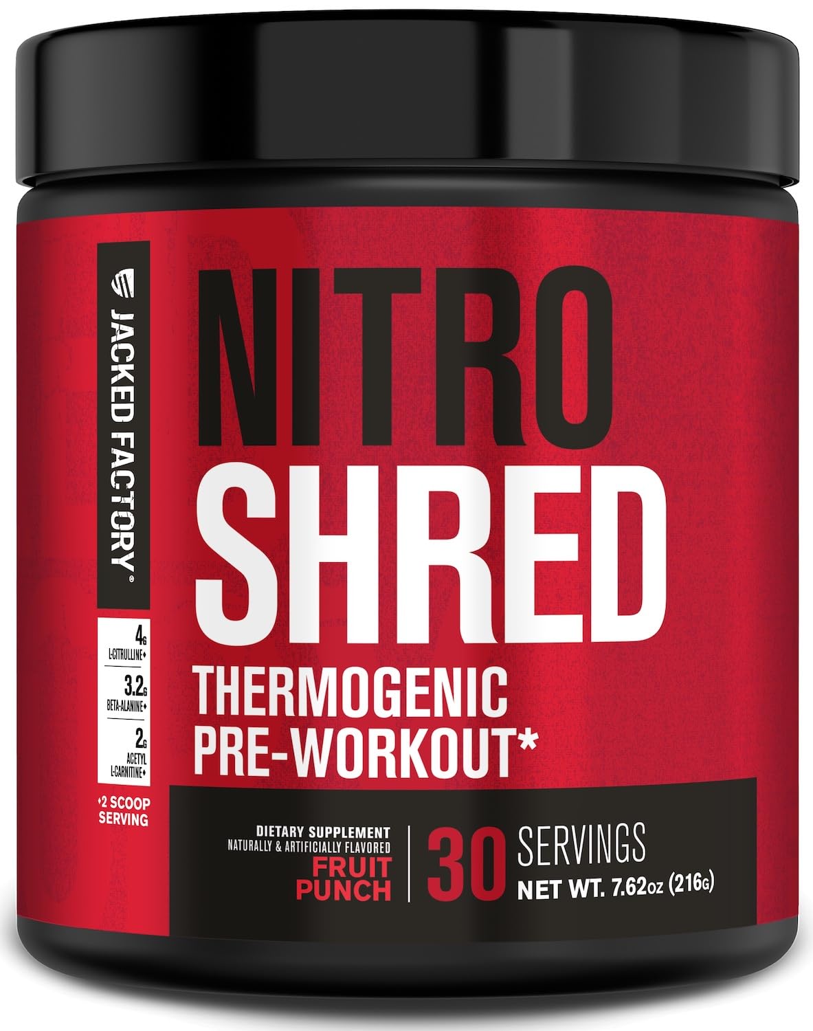 Jacked Factory Nitrosurge envase frontal con energía para entrenar