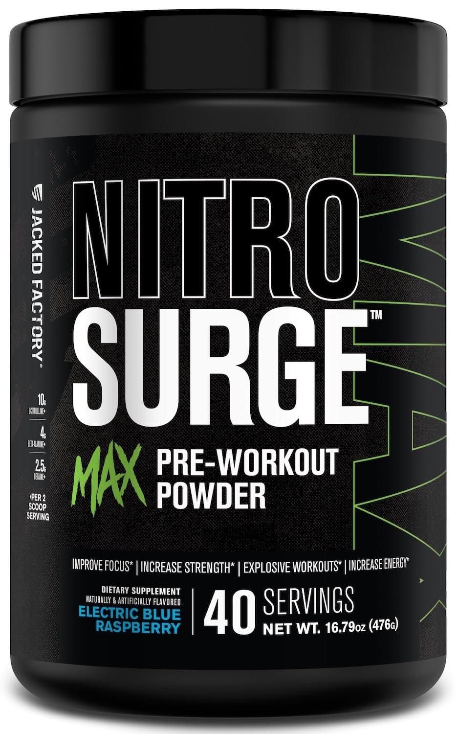 Nitrosurge Max de Jacked Factory en bote, ideal para entrenamientos intensos y enfoque.