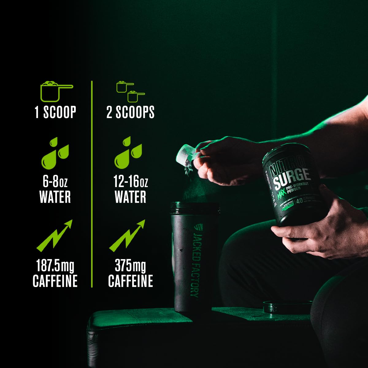 Nitrosurge Max preparado en agua, mezcla rápida para entrenamientos eficientes.