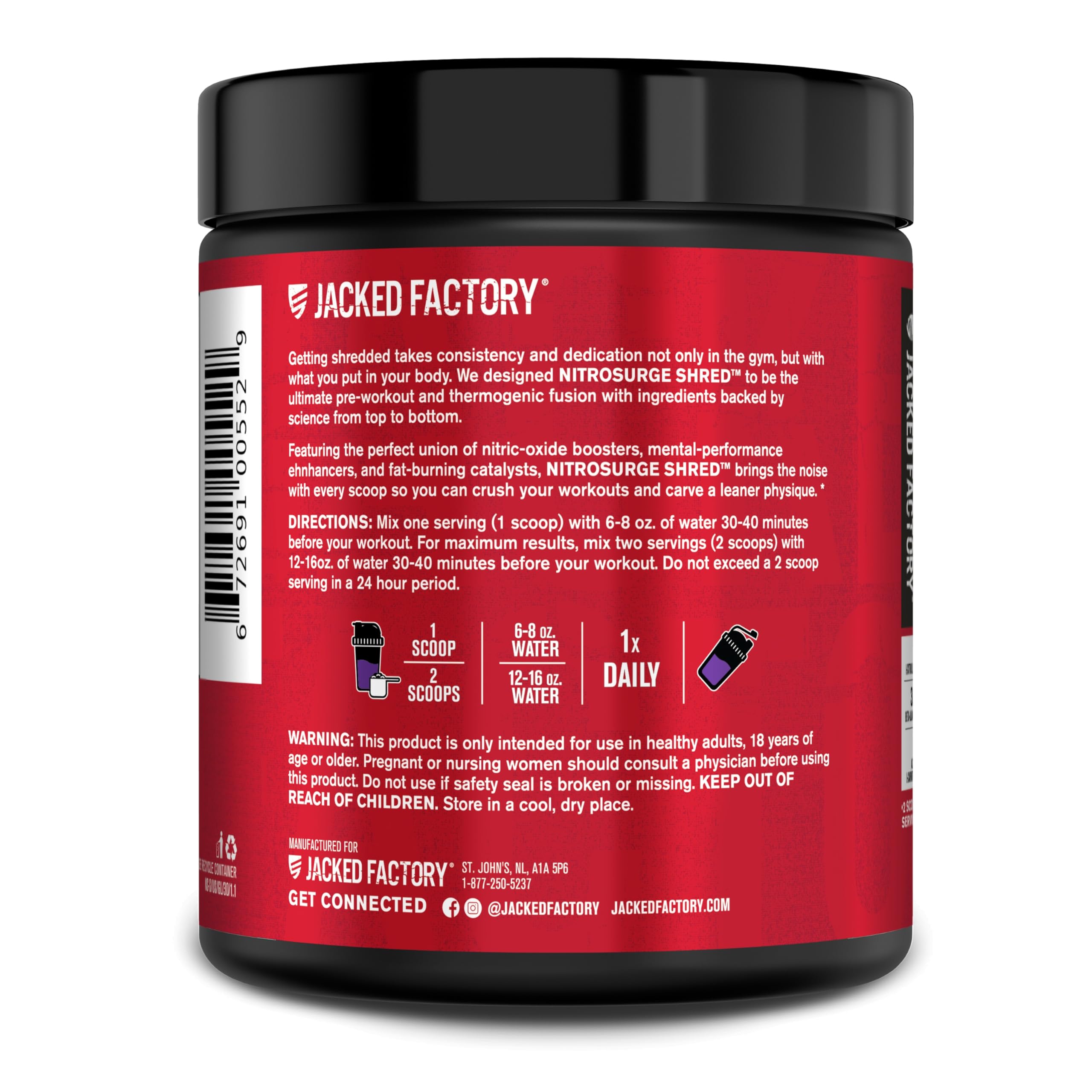 Ingredientes clave de NITROSURGE Shred sin colorantes artificiales
