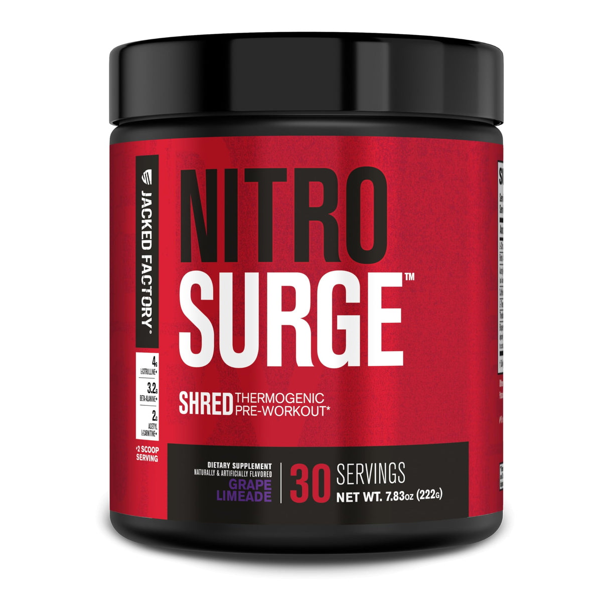Jacked Factory NITROSURGE Shred pote con etiqueta para entrenamiento organizado