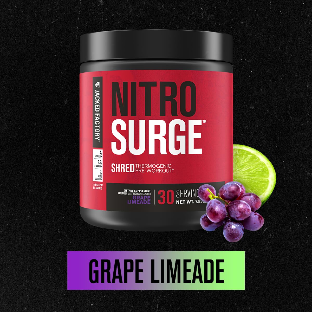 Sabor uva lima de NITROSURGE Shred para una experiencia agradable durante el entrenamiento