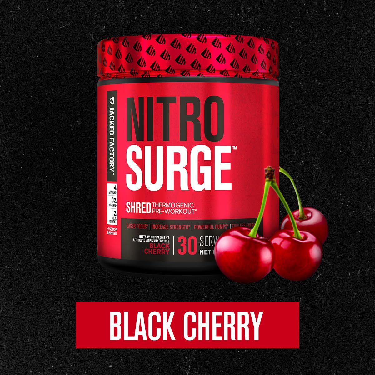 Jacked Factory Nitrosurge Shred, vertiendo en shaker, ideal para sesiones de entrenamiento intensas.