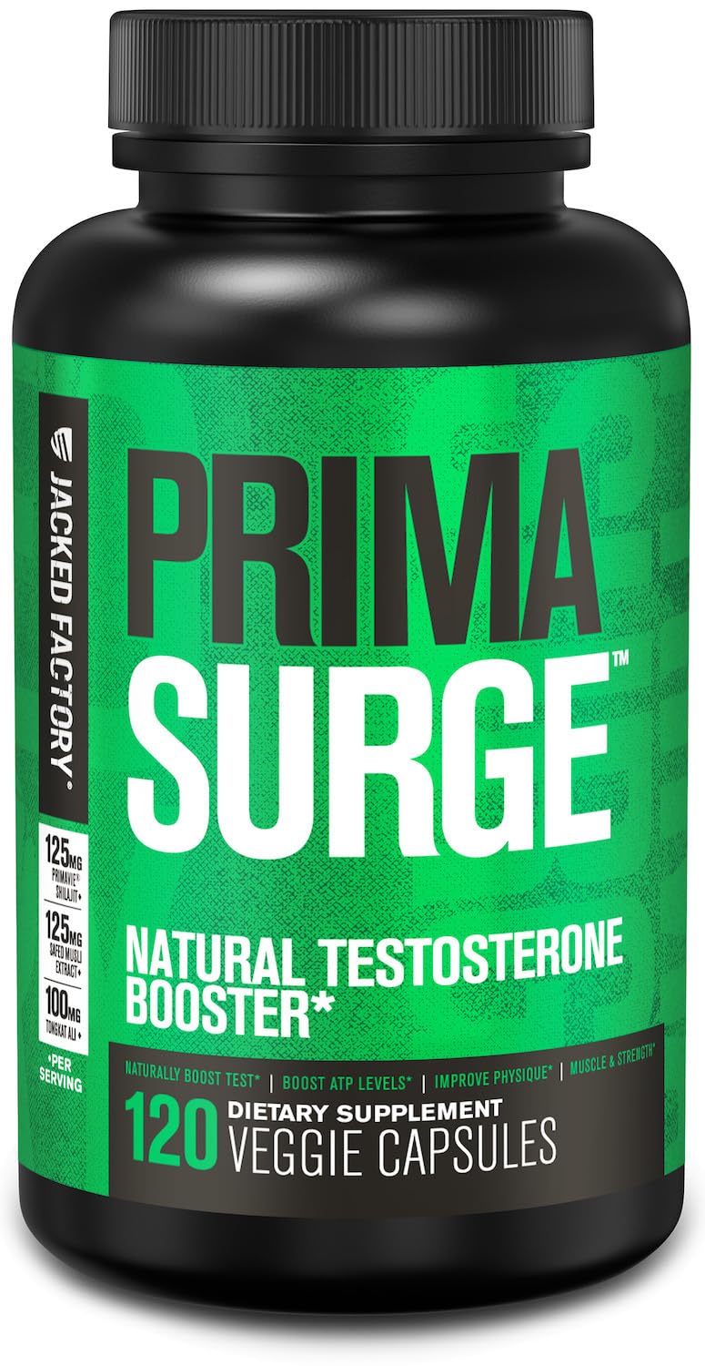 Jacked Factory Primasurge: bote de cápsulas para energía diaria y entrenamiento.
