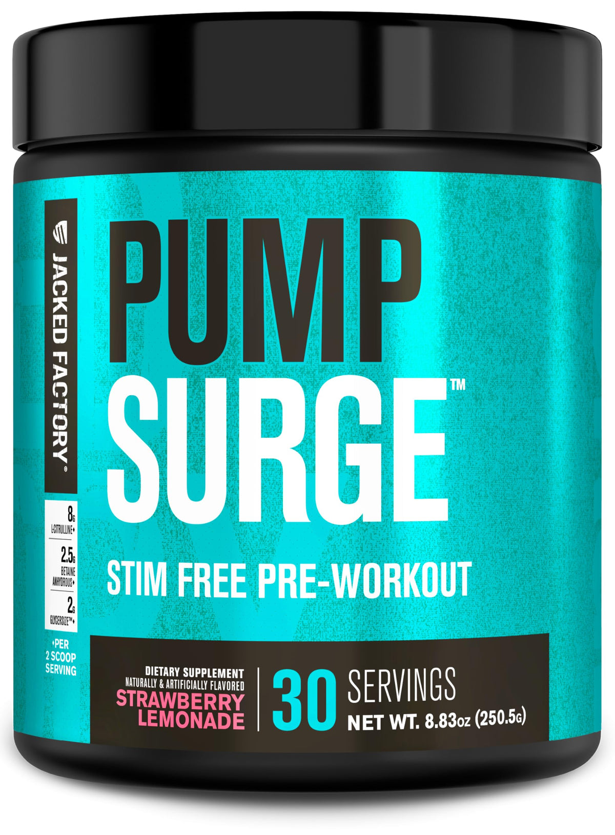 Botella Pumpsurge sin cafeína de Jacked Factory, lista para entrenar