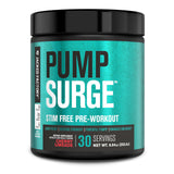 Pumpsurge de Jacked Factory en empaque sin cafeína para entrenamientos sin estimulantes.