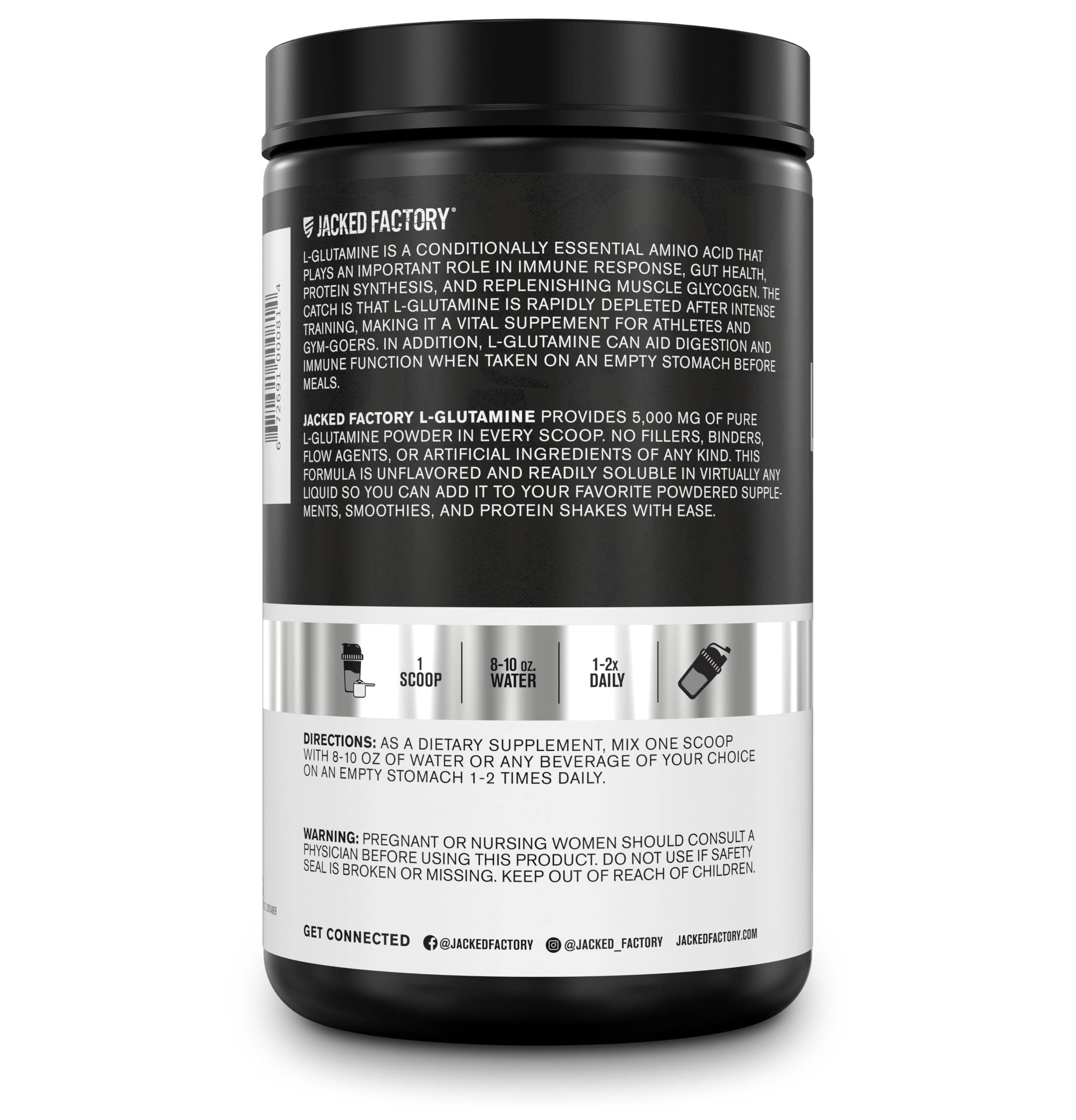 L-Glutamina de Jacked Factory, soporte para digestion tras entrenamientos.
