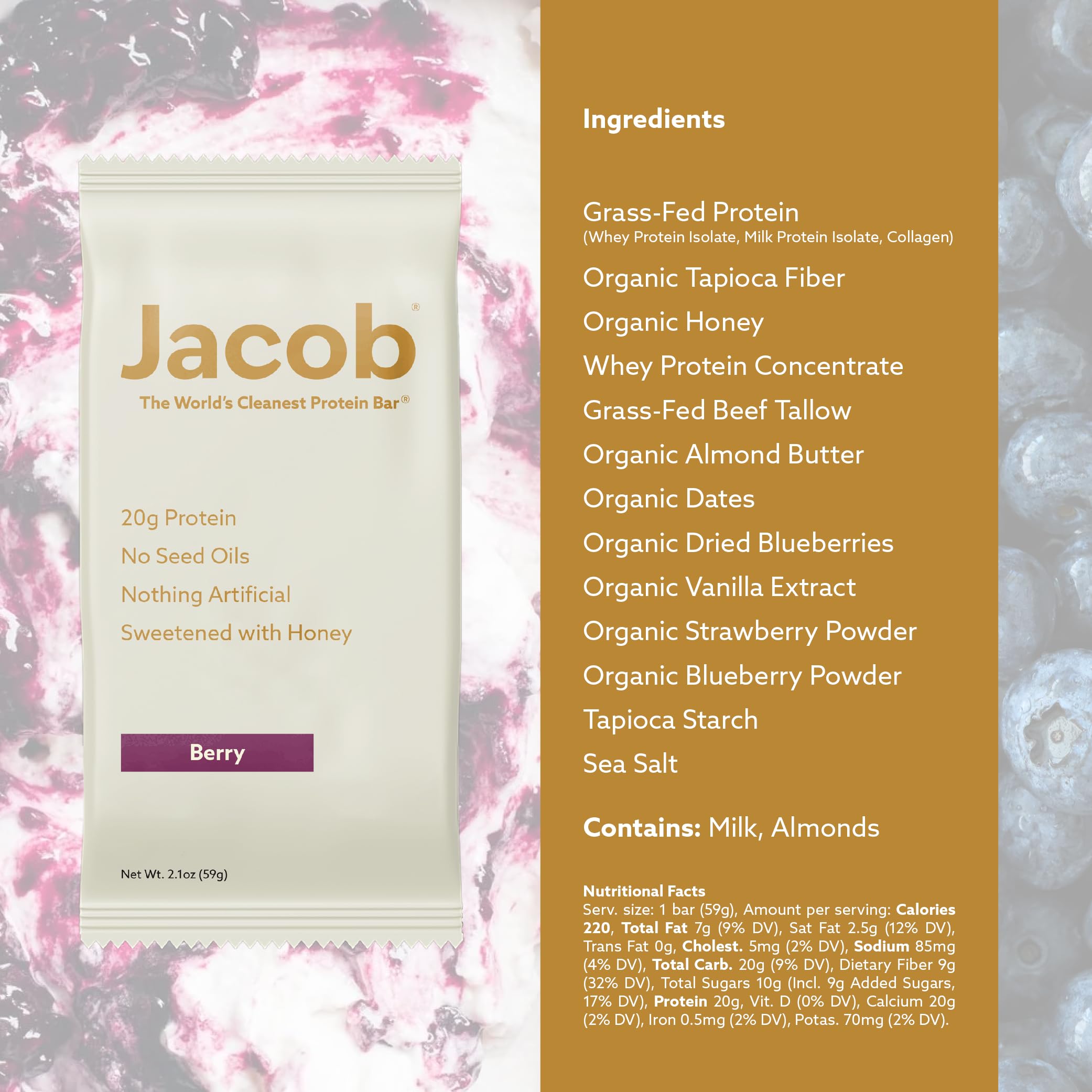 Jacob Bar: envase práctico, perfecto para llevar al trabajo o al gimnasio.