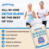 Envase compacto de Jagielolia Detox Binder, práctico para llevar.