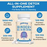 Jagielolia Detox Binder etiqueta frontal, atención a ingredientes clave para un detox suave.