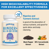 Jagielolia Detox Binder, caja visible, cápsulas veganas para uso diario.