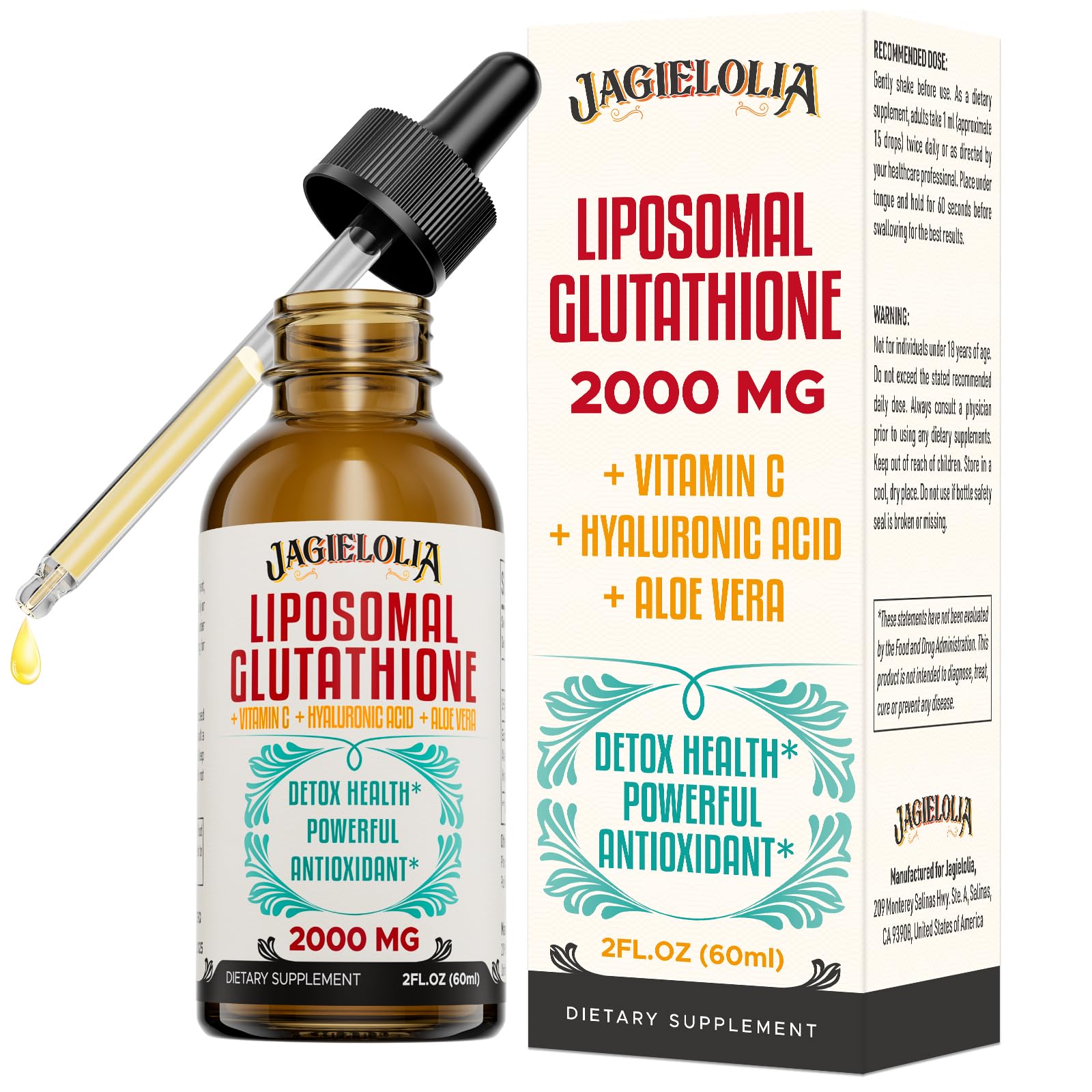 Jagielolia glutation liposomal botella-vertido: ideal para uso diario y apoyo general de bienestar.