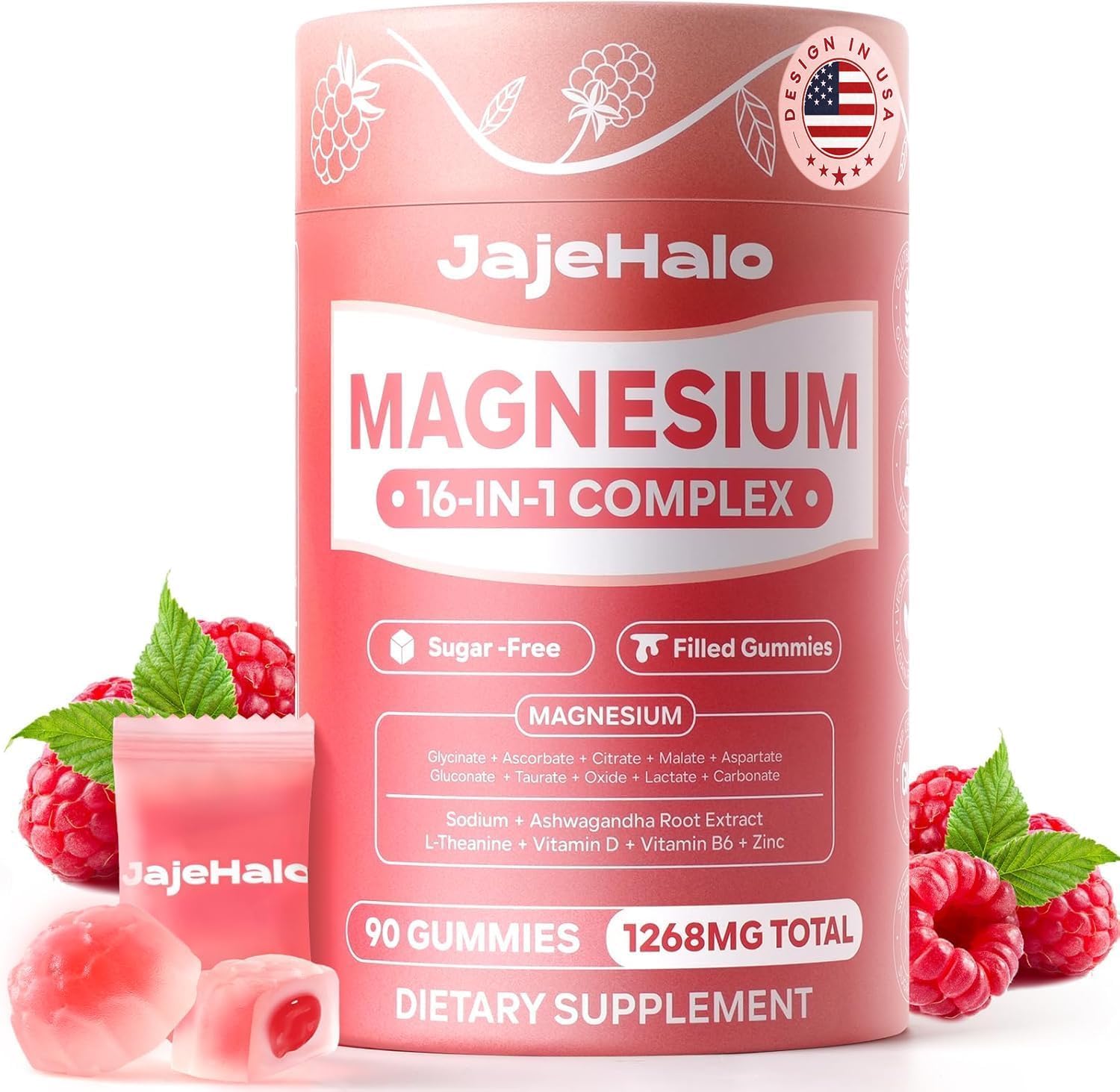 Gominolas Jajehalo Magnesio Complejo, sabor frambuesa, envase práctico para relajación diaria.