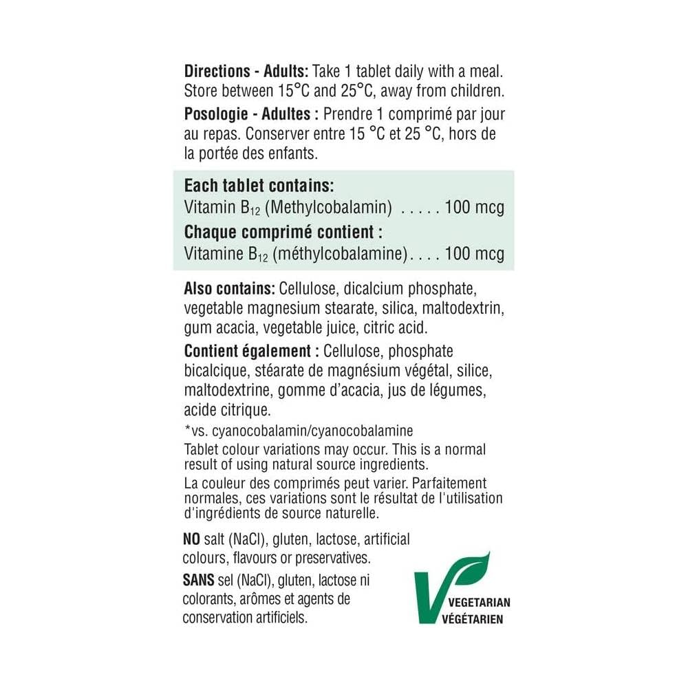 Envase de Jamieson B12 con etiqueta clara para uso diario