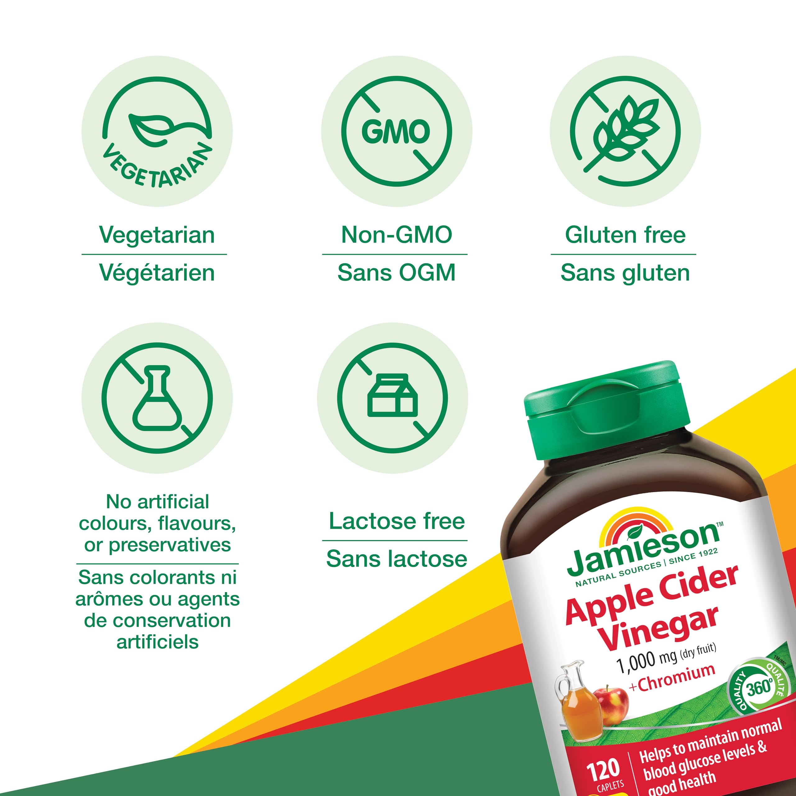Jamieson etiqueta cromo, presentación clara para control de ingredientes.