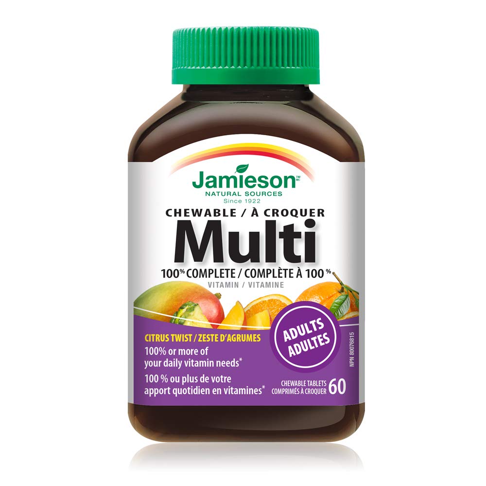 Etiqueta Jamieson muestra nutrientes clave para la salud diaria.