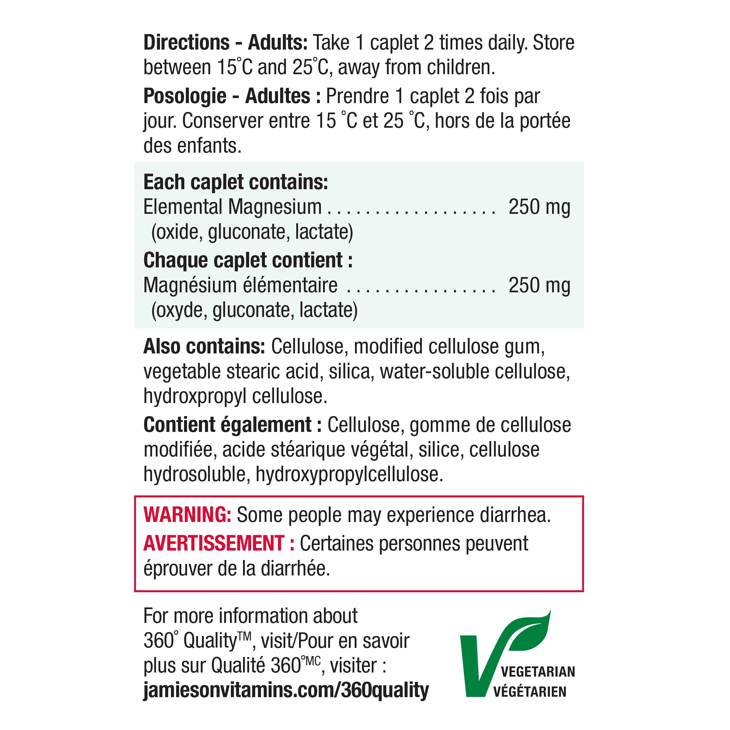 Uso diario de Jamieson Magnesio 250 mg para apoyar bienestar general