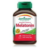 Jamieson Melatonina 10 mg, botella, liberación diferida, apoyo al inicio del sueño.