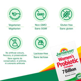 Jamieson complejo probiótico, mezcla de cepas, soporte digestivo y bienestar intestinal.
