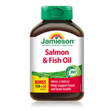 Frasco Jamieson Omega-3 frente, cápsulas blandas para apoyar la salud cardíaca.