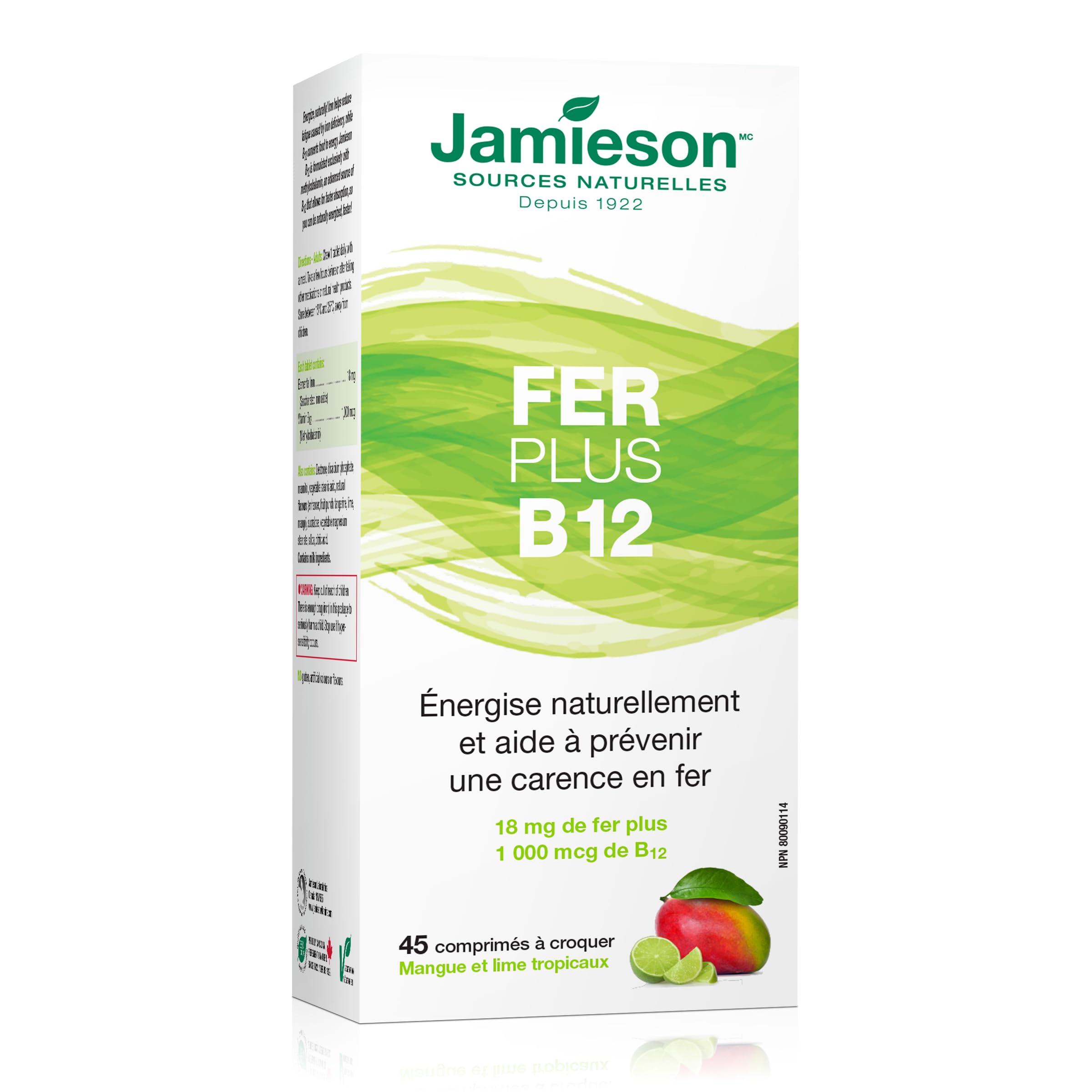 Jamieson tabletas mango-lima sabor para tomar con facilidad.