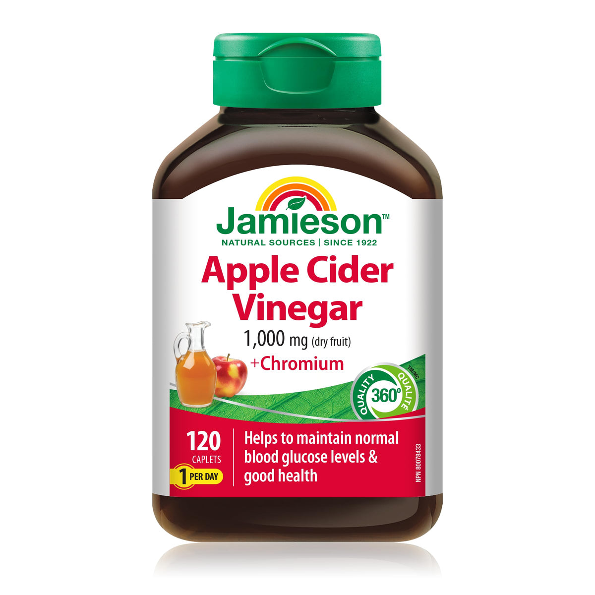 Jamieson Vinagre de Sidra de Manzana, botella visible, complemento práctico para la rutina diaria.