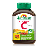Jamieson Vitamina C 500 mg, sabores fruta variados, conveniente para masticar en cualquier momento.