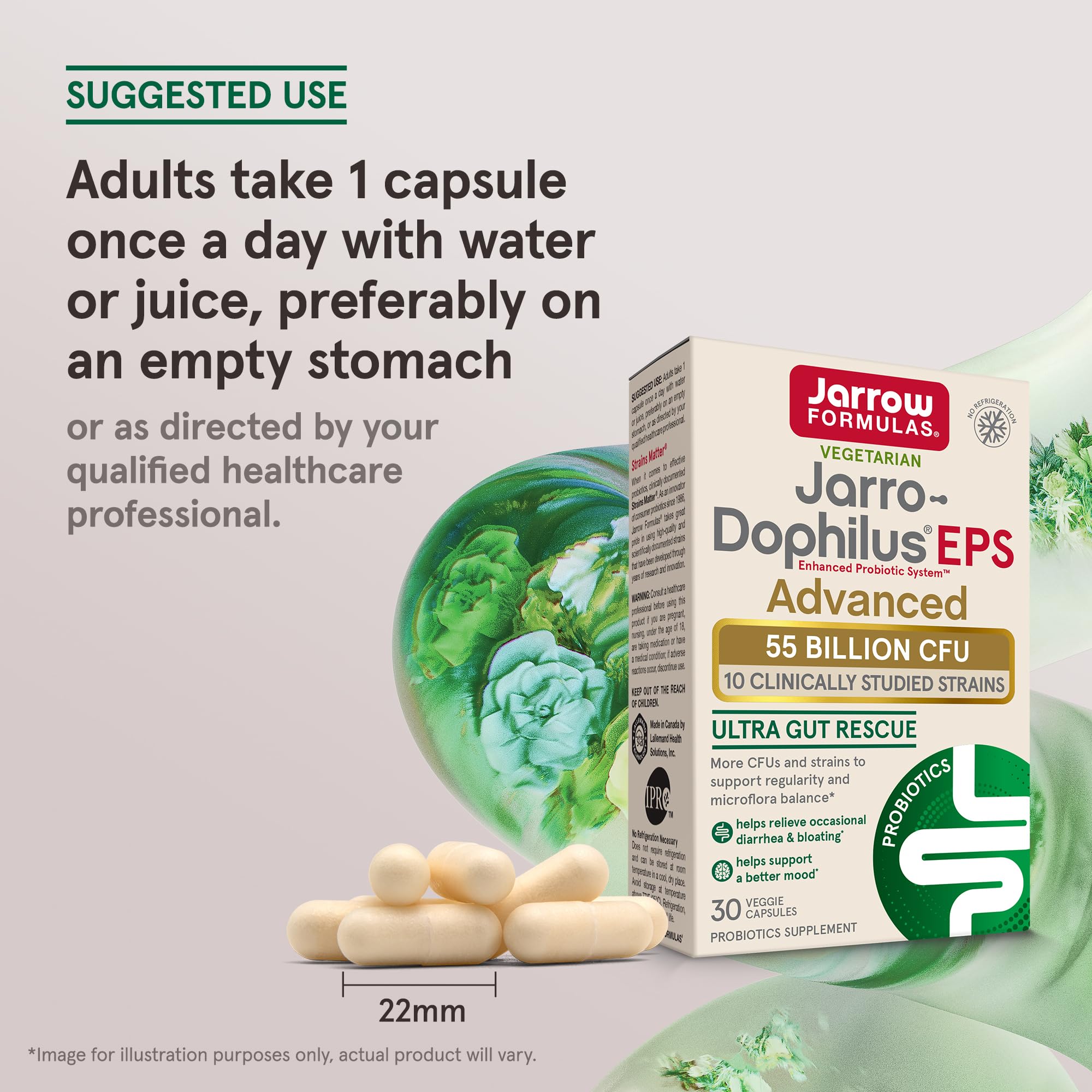 Jarro-Dophilus EPS Advanced, dosis diaria para adultos con agua