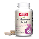 Frasco de Jarrow Formulas Ácido Hialurónico 120 mg mostrando la botella para hidratación de la piel