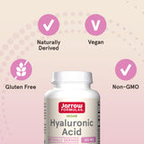 Información nutricional legible en el envase de Jarrow Formulas Ácido Hialurónico