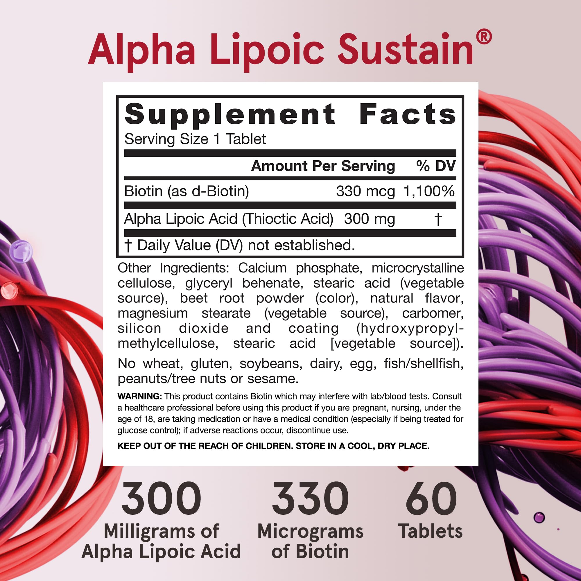 Alpha Lipoic Sustain con biotina para el cuidado diario.