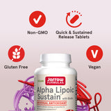 Fórmula vegana de Alpha Lipoic Sustain, apta para vegetarianos.