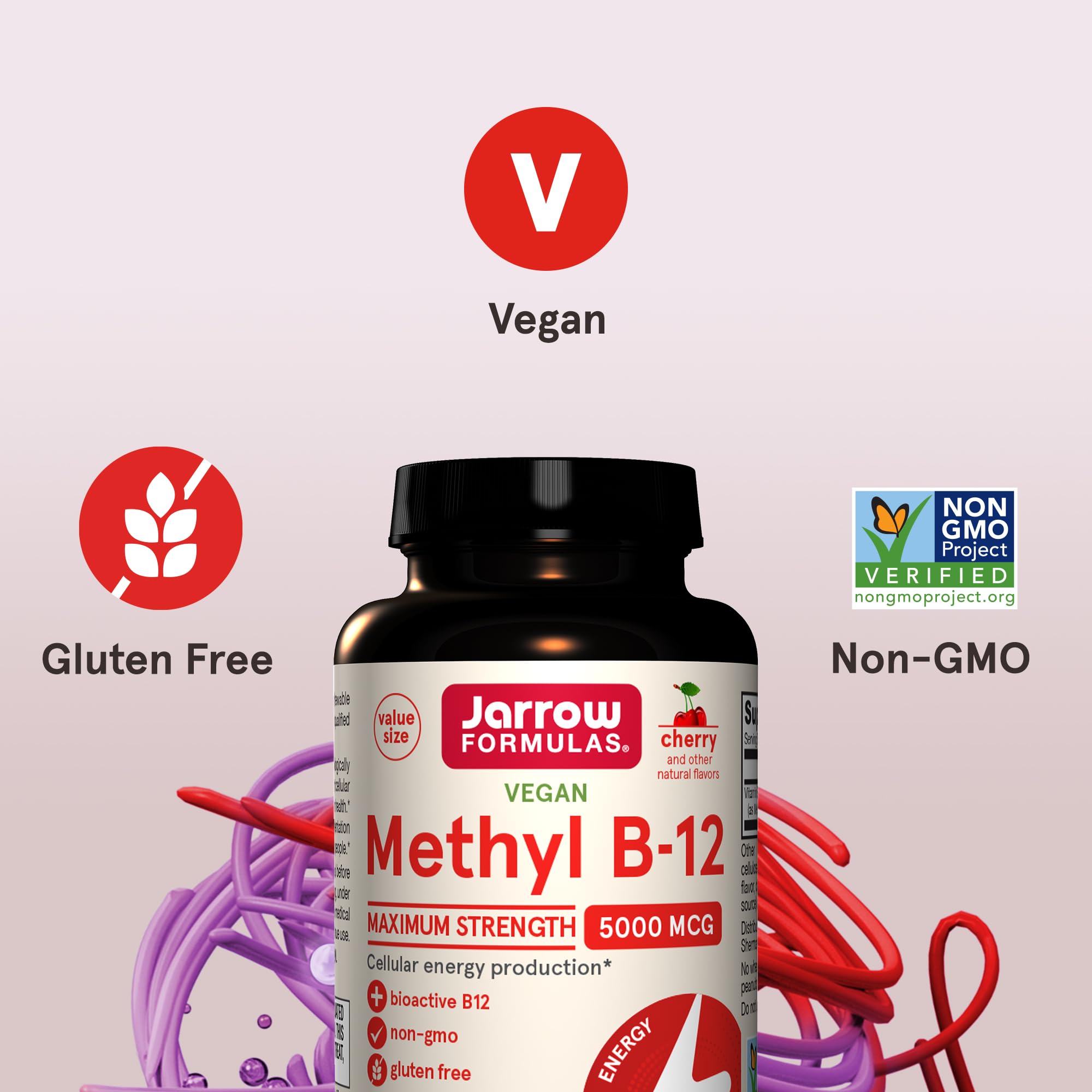 Dosis por tableta B12 5000 mcg facilita la ingesta diaria.