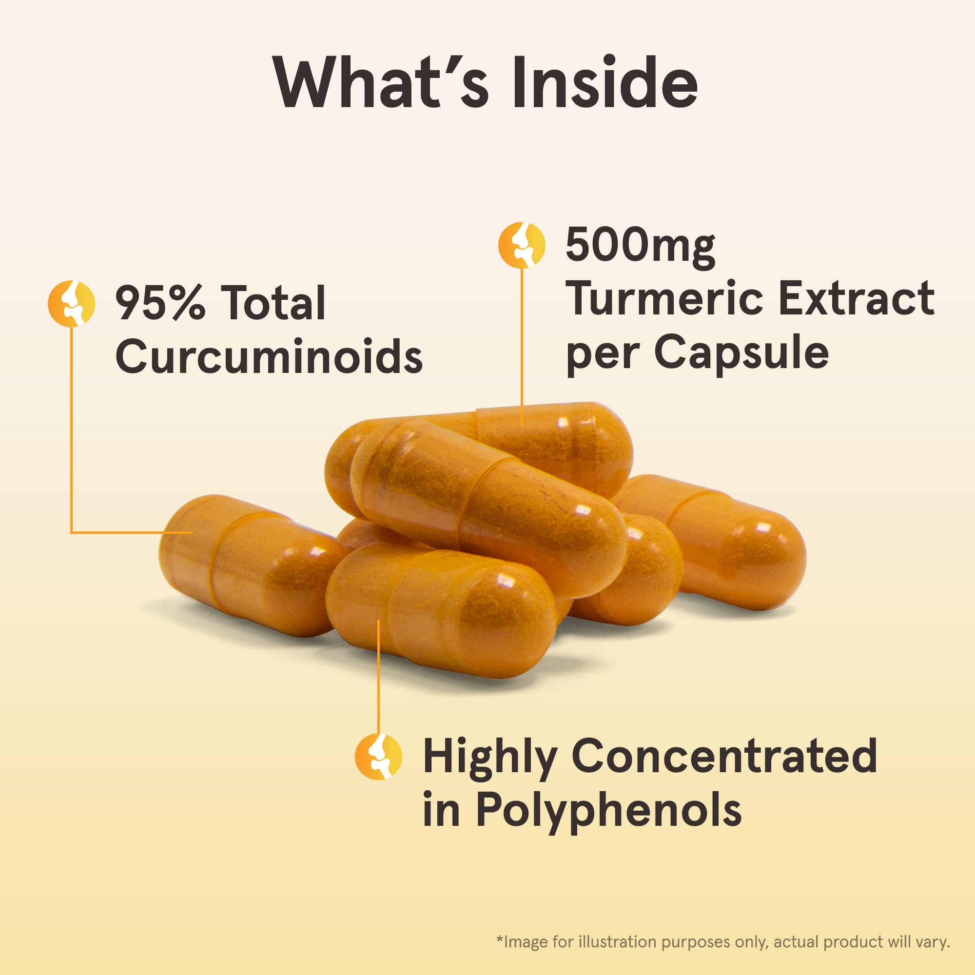 Cápsulas en la mano demuestran el formato vegetariano de Curcumin 95.