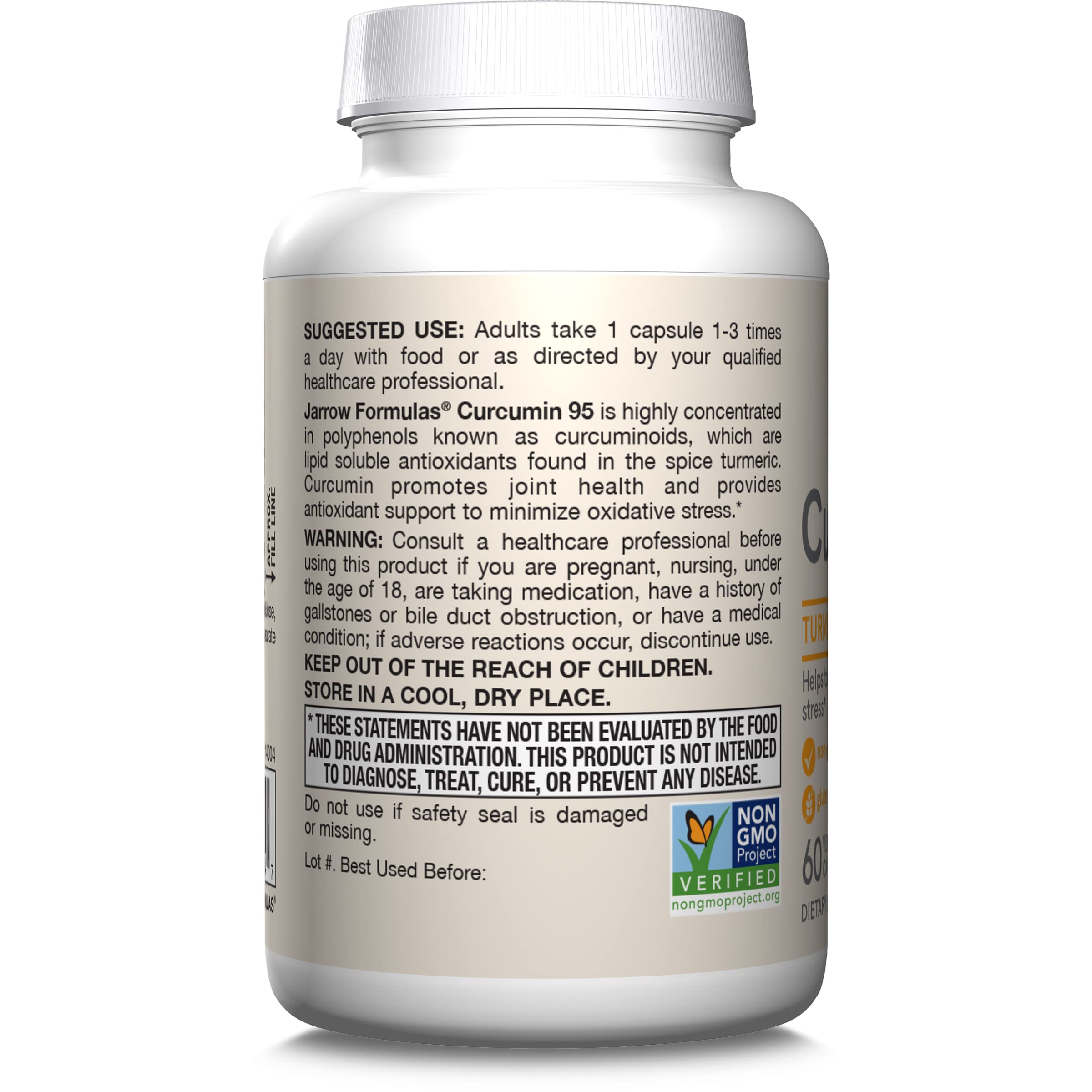 Cápsulas veganas de Curcumin 95 para consumo diario.