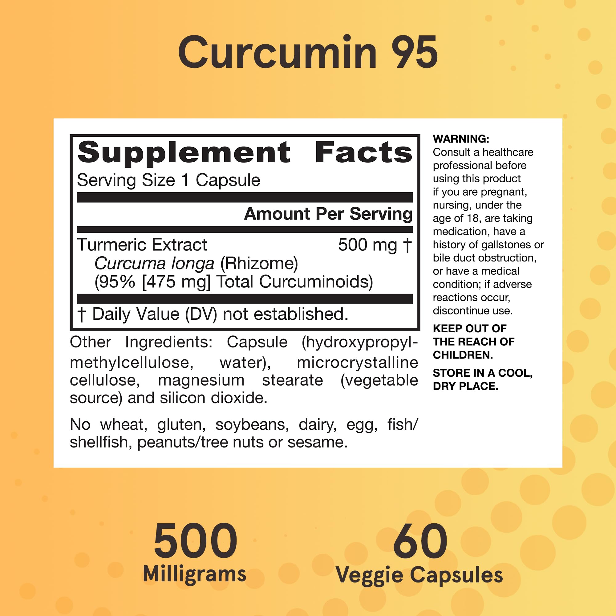 Cápsulas vegetales de Curcumin 95 para estilo de vida vegano.