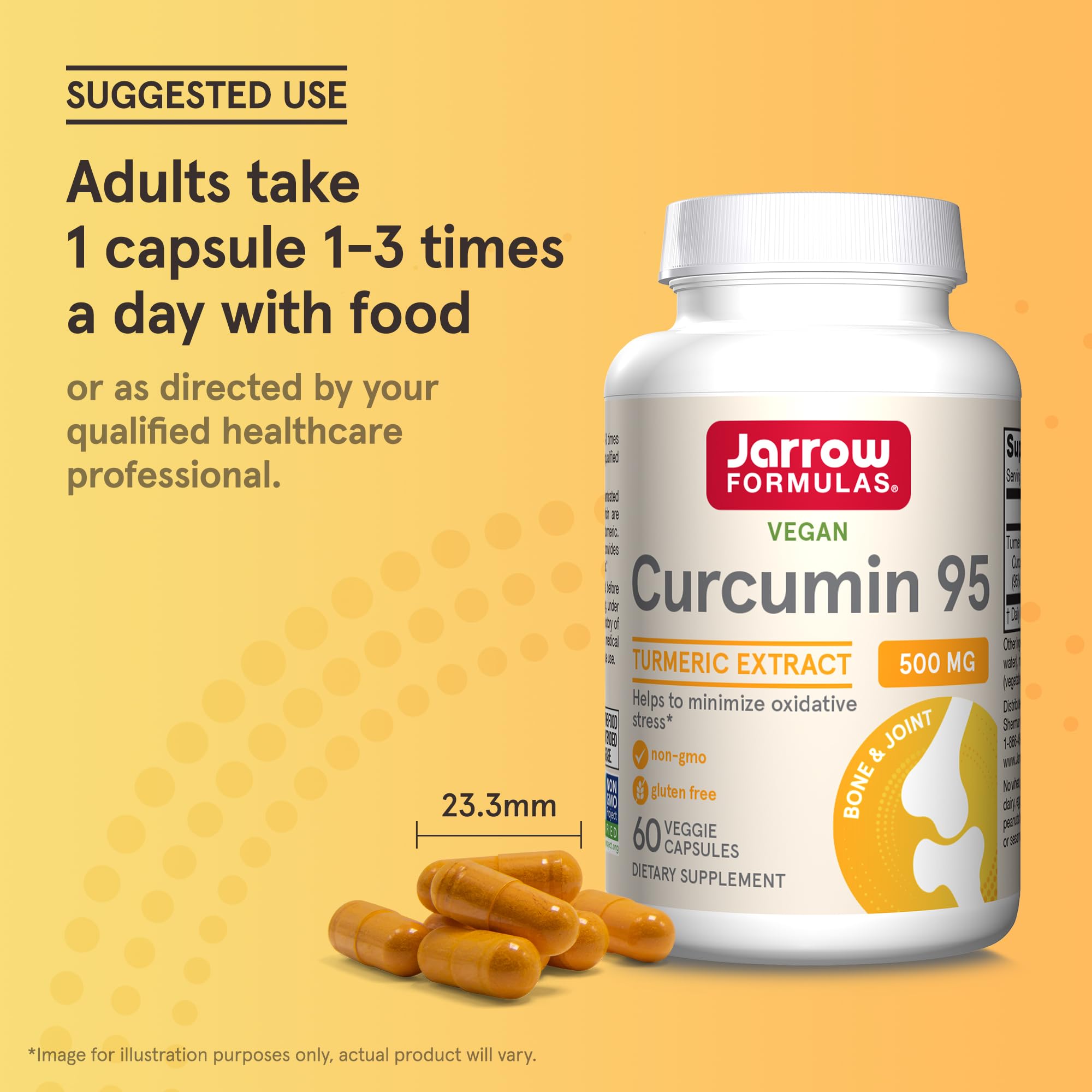 Frasco sobre mesa con Curcumin 95 para rutina de bienestar.