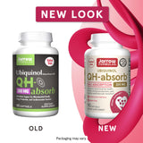 Jarrow Formulas QH-Absorb 200 mg, etiqueta frontal con uso diario para apoyo energético.