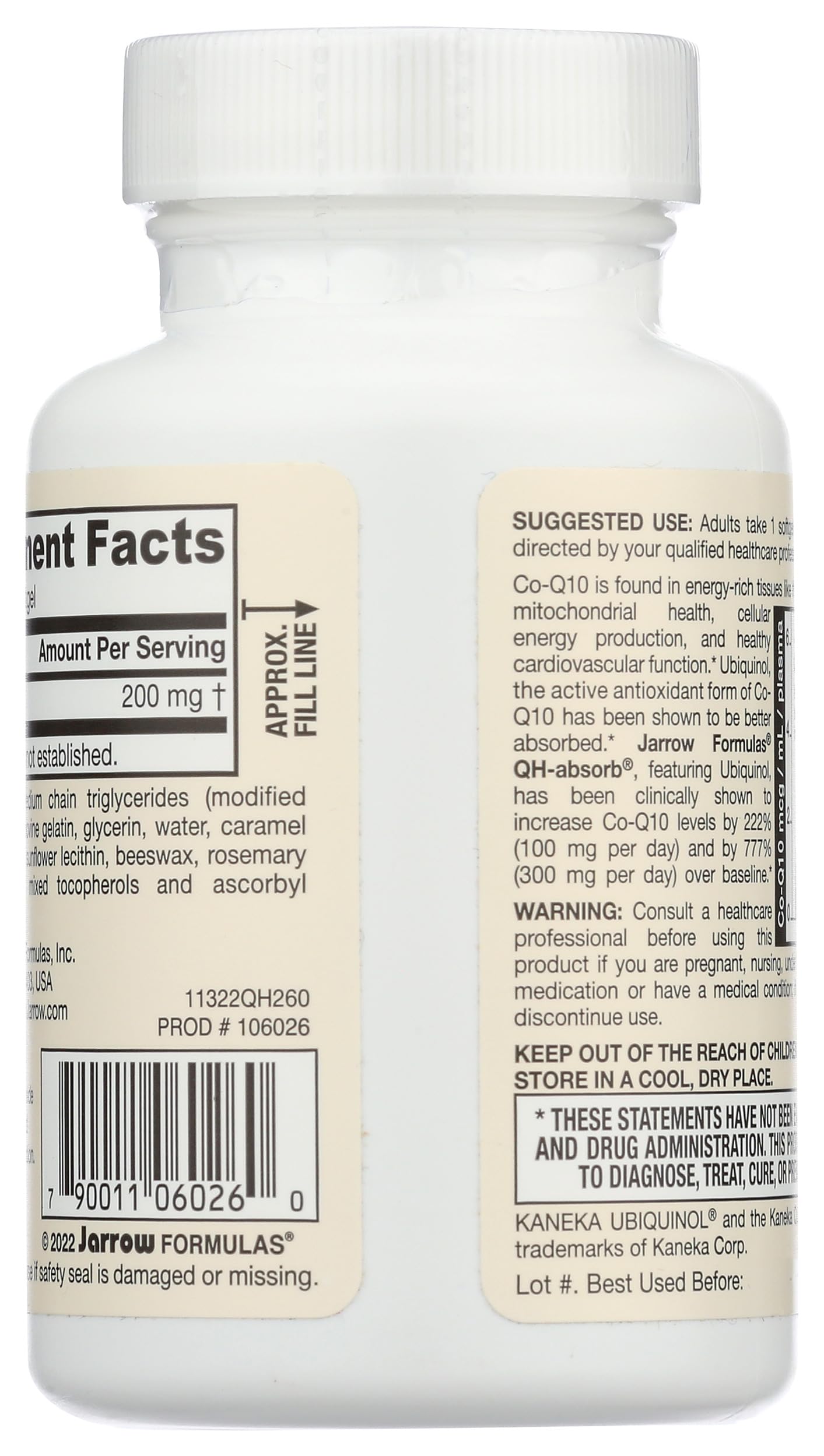 Etiqueta frontal de QH-absorb con forma antioxidante activa