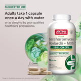 Jarrow Formulas Saccharomyces Boulardii MOS, combinación probiótico y prebiótico para equilibrio intestinal.