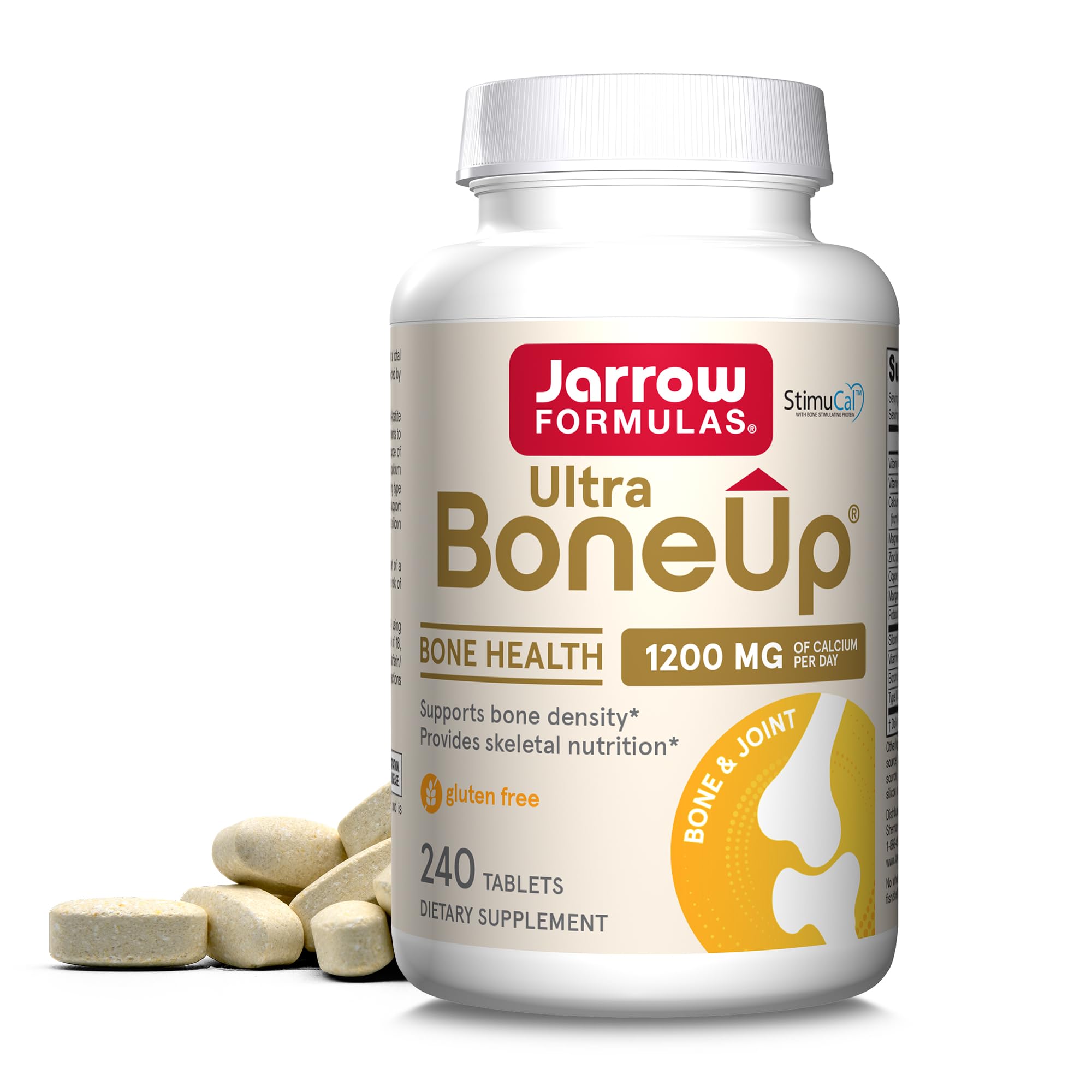 Jarrow Formulas Ultra BoneUp, bote de tabletas para apoyo óseo diario.