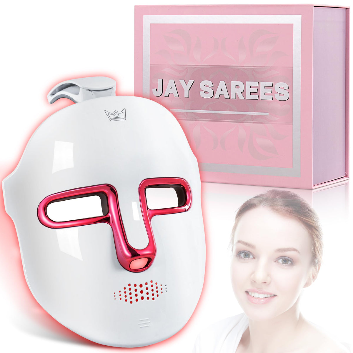 La mascarilla led de Jay SAREES para rostro ofrece siete colores para usos versátiles.