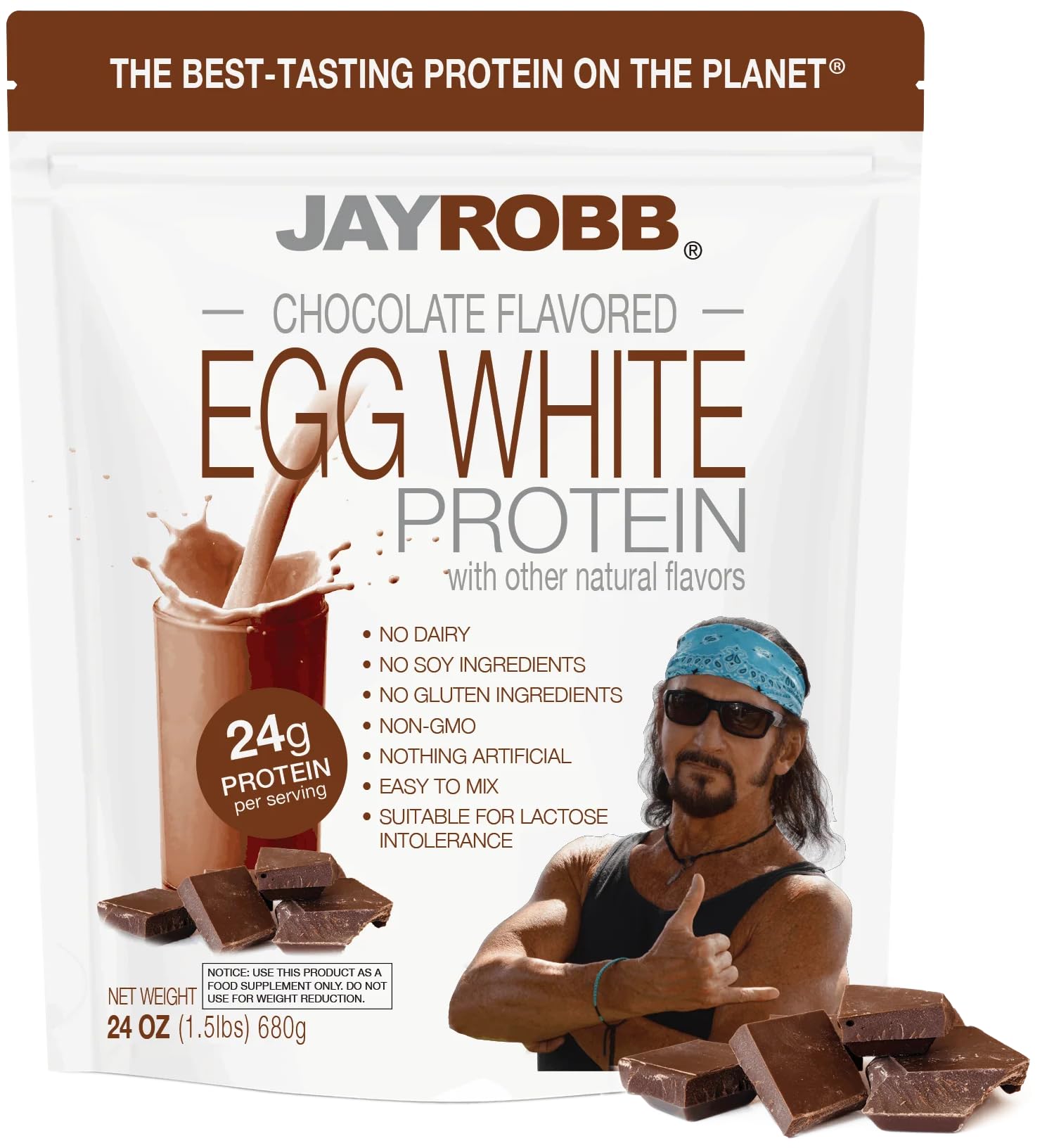 JAYROBB chocolate proteina empacado en caja de 24 onzas para batidos