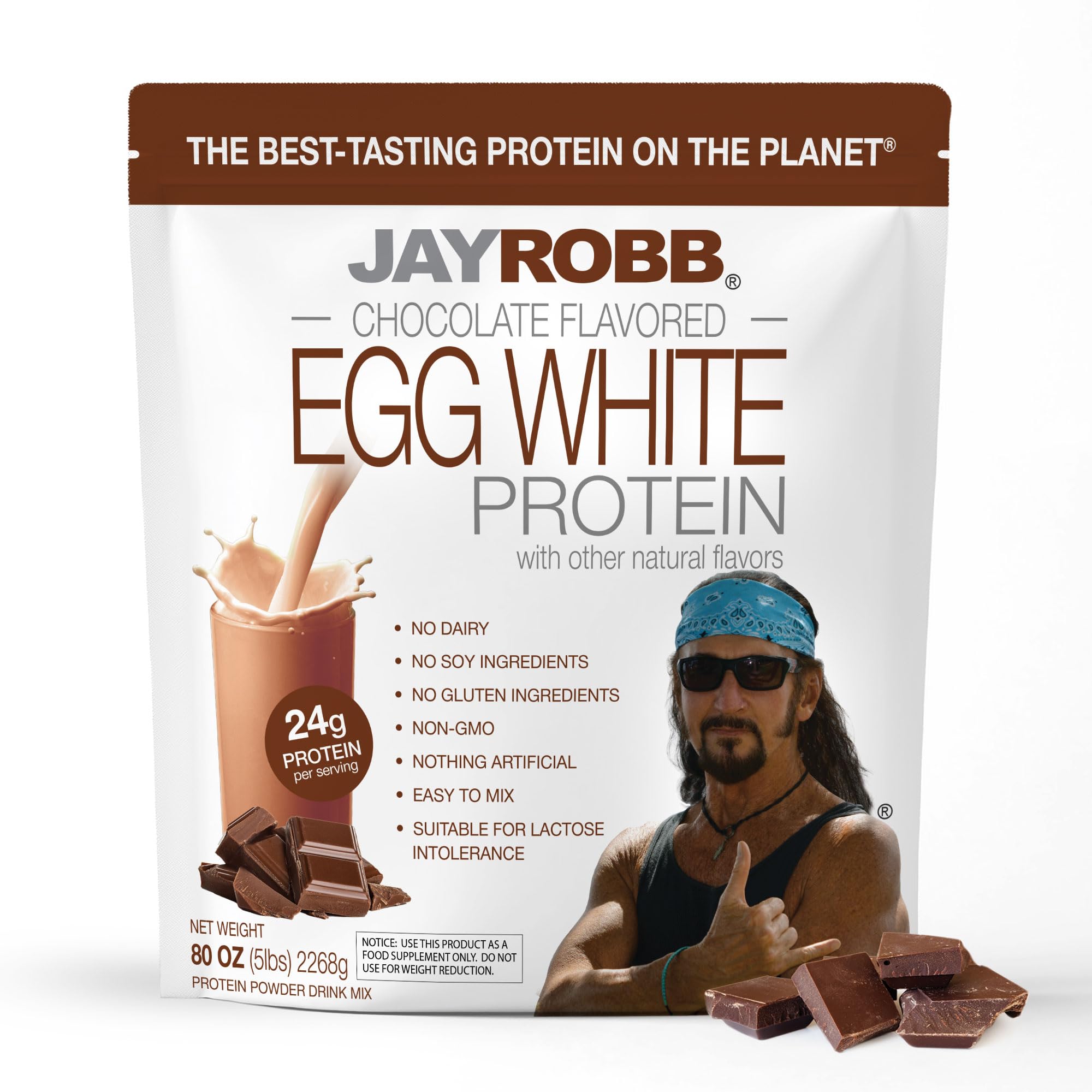 JAYROBB Chocolate proteína clara de huevo en bolsa de 5 libras para consumo diario.
