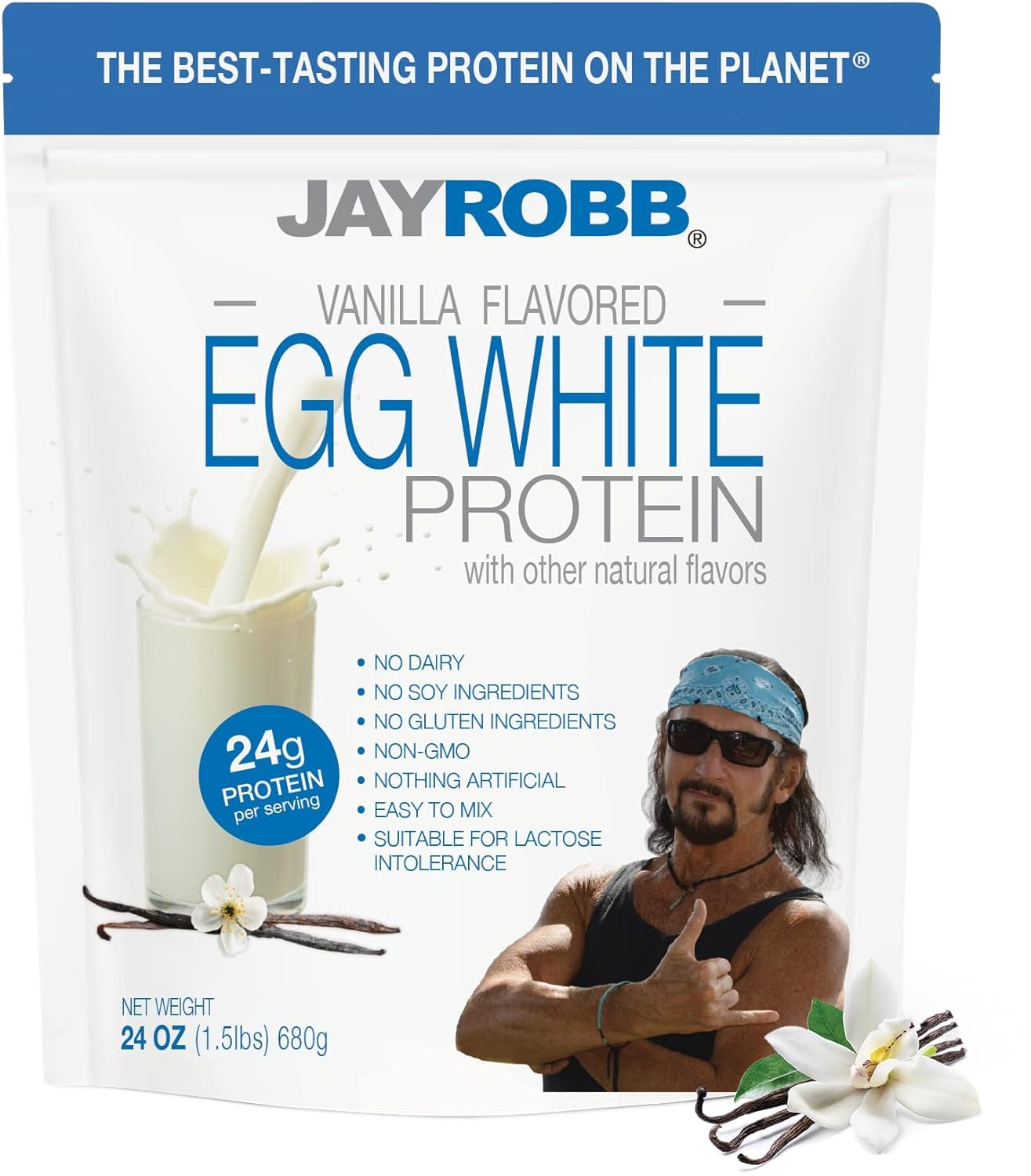 JAYROBB vainilla proteina de clara de huevo, envase 24oz, fácil de almacenar