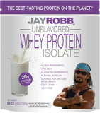 Proteína aislada Jay Robb en envase de 5 libras, sin sabor, ideal para batidos.