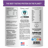 Polvo blanco de Jay Robb Whey Isolate con textura fina para mezclar.