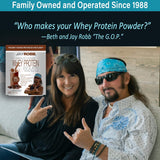 Etiqueta nutricional de Jay Robb Whey Protein Chocolate para planificar la ingesta por porción